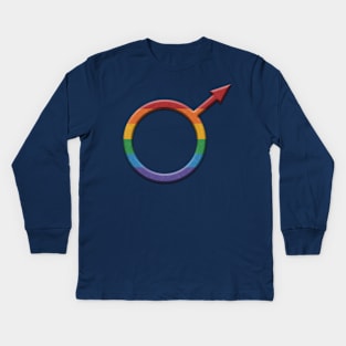 Rainbow Colored Round Gay Pride Male Gender Symbol Kids Long Sleeve T-Shirt